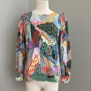 Gorman Multicolor Artistic Women's Blouse with Ruffle Sleeve AU6/XS/2